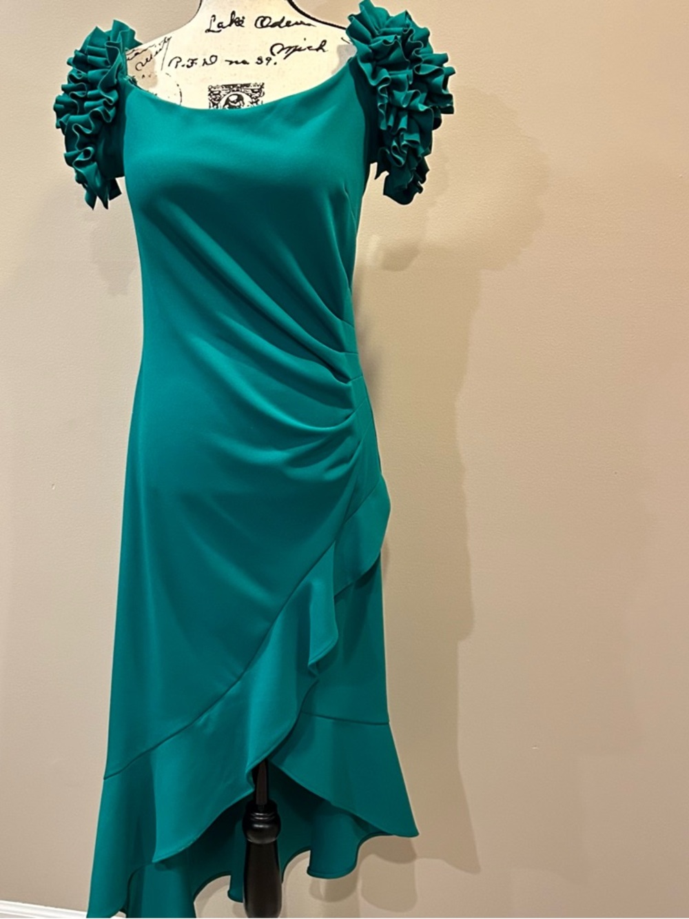 Xscape Women's Off The Shoulder Ruffle Sleeve Midi Dress